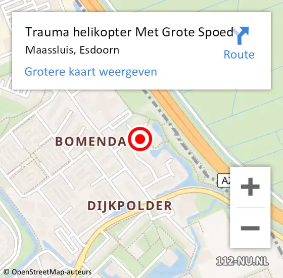 Locatie op kaart van de 112 melding: Trauma helikopter Met Grote Spoed Naar Maassluis, Esdoorn op 31 januari 2024 08:17