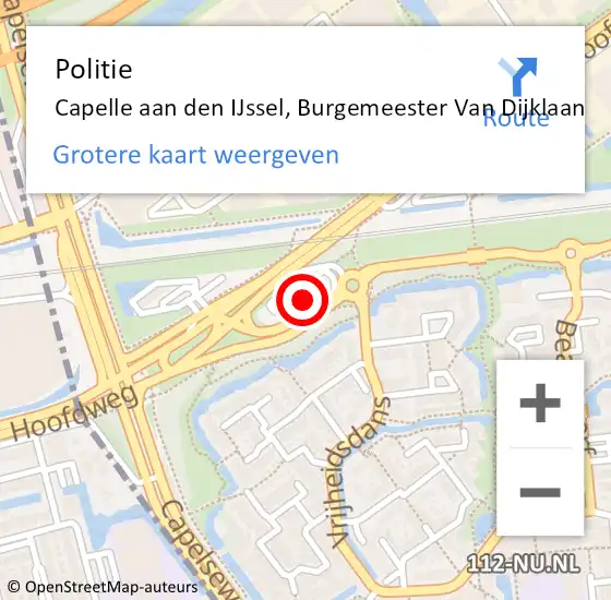 Locatie op kaart van de 112 melding: Politie Capelle aan den IJssel, Burgemeester Van Dijklaan op 31 januari 2024 08:17