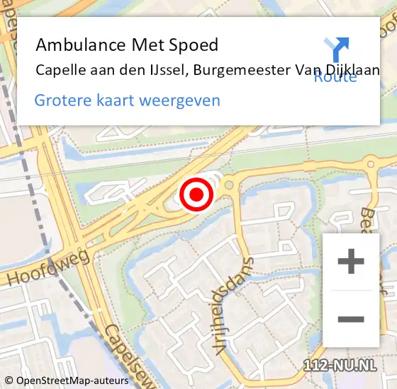 Locatie op kaart van de 112 melding: Ambulance Met Spoed Naar Capelle aan den IJssel, Burgemeester Van Dijklaan op 31 januari 2024 08:17