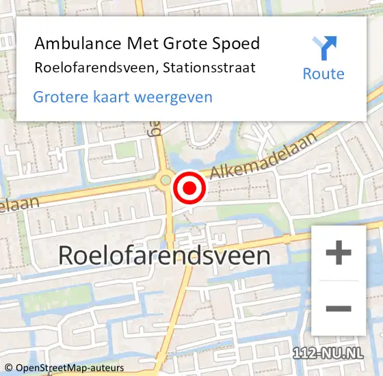 Locatie op kaart van de 112 melding: Ambulance Met Grote Spoed Naar Roelofarendsveen, Stationsstraat op 31 januari 2024 08:18