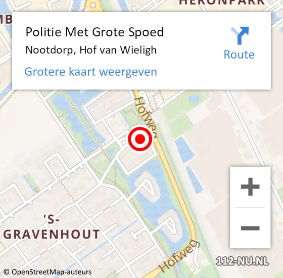 Locatie op kaart van de 112 melding: Politie Met Grote Spoed Naar Nootdorp, Hof van Wieligh op 31 januari 2024 08:37