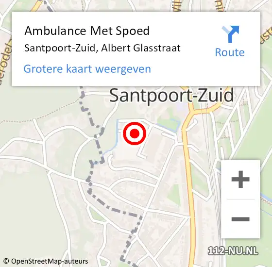 Locatie op kaart van de 112 melding: Ambulance Met Spoed Naar Santpoort-Zuid, Albert Glasstraat op 31 januari 2024 08:47