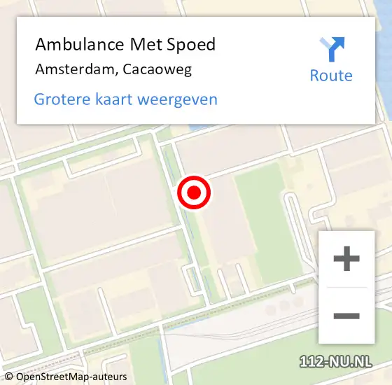 Locatie op kaart van de 112 melding: Ambulance Met Spoed Naar Amsterdam, Cacaoweg op 31 januari 2024 08:51