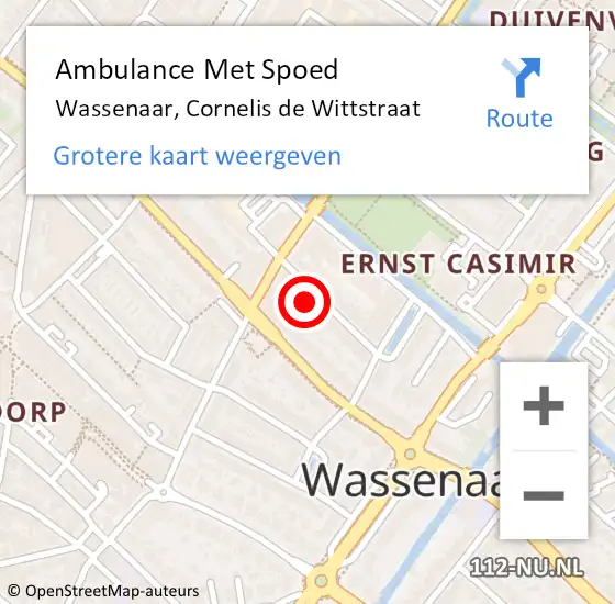 Locatie op kaart van de 112 melding: Ambulance Met Spoed Naar Wassenaar, Cornelis de Wittstraat op 31 januari 2024 09:35