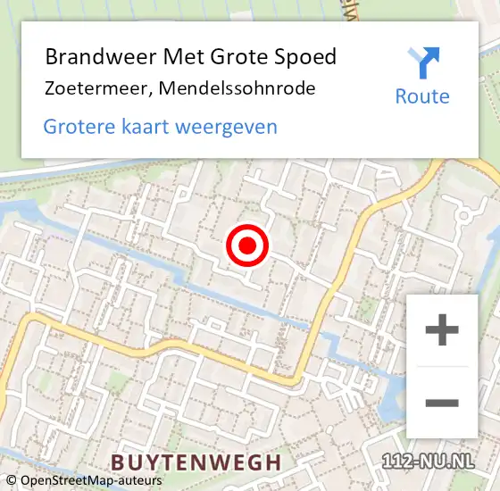 Locatie op kaart van de 112 melding: Brandweer Met Grote Spoed Naar Zoetermeer, Mendelssohnrode op 31 januari 2024 09:36