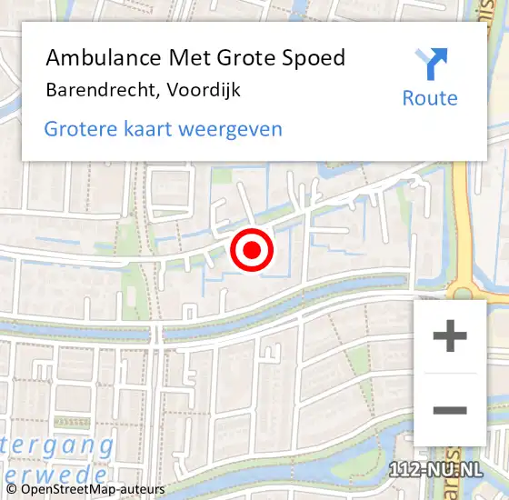 Locatie op kaart van de 112 melding: Ambulance Met Grote Spoed Naar Barendrecht, Voordijk op 31 januari 2024 09:38