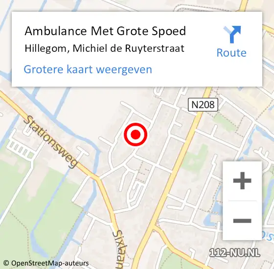Locatie op kaart van de 112 melding: Ambulance Met Grote Spoed Naar Hillegom, Michiel de Ruyterstraat op 31 januari 2024 09:39