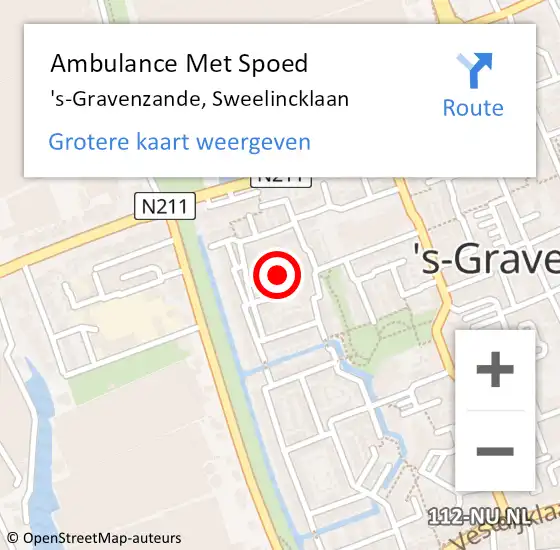 Locatie op kaart van de 112 melding: Ambulance Met Spoed Naar 's-Gravenzande, Sweelincklaan op 31 januari 2024 09:43