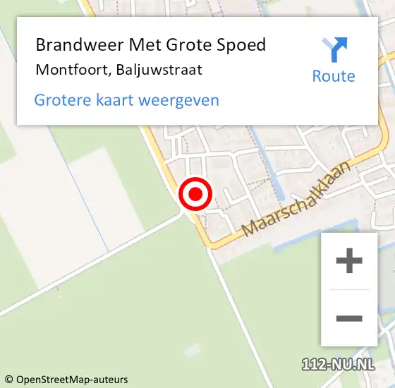 Locatie op kaart van de 112 melding: Brandweer Met Grote Spoed Naar Montfoort, Baljuwstraat op 31 januari 2024 09:57