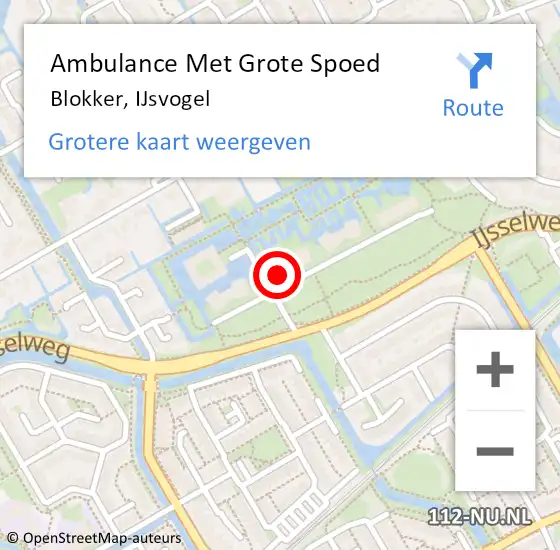 Locatie op kaart van de 112 melding: Ambulance Met Grote Spoed Naar Blokker, IJsvogel op 31 januari 2024 10:03