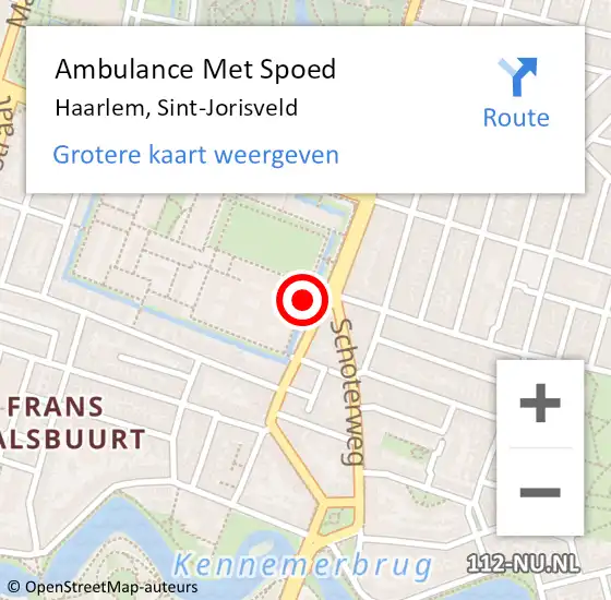 Locatie op kaart van de 112 melding: Ambulance Met Spoed Naar Haarlem, Sint-Jorisveld op 31 januari 2024 10:13