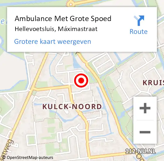 Locatie op kaart van de 112 melding: Ambulance Met Grote Spoed Naar Hellevoetsluis, Máximastraat op 31 januari 2024 10:19