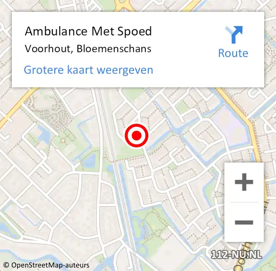 Locatie op kaart van de 112 melding: Ambulance Met Spoed Naar Voorhout, Bloemenschans op 31 januari 2024 10:34