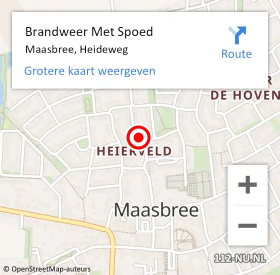 Locatie op kaart van de 112 melding: Brandweer Met Spoed Naar Maasbree, Heideweg op 31 januari 2024 10:59