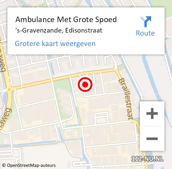Locatie op kaart van de 112 melding: Ambulance Met Grote Spoed Naar 's-Gravenzande, Edisonstraat op 31 januari 2024 12:10