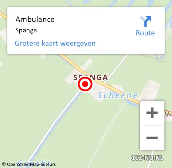 Locatie op kaart van de 112 melding: Ambulance Spanga op 31 januari 2024 12:15