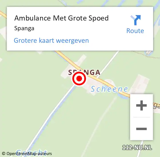 Locatie op kaart van de 112 melding: Ambulance Met Grote Spoed Naar Spanga op 31 januari 2024 12:25