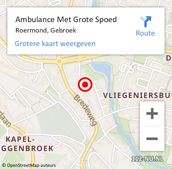 Locatie op kaart van de 112 melding: Ambulance Met Grote Spoed Naar Roermond, Gebroek op 31 januari 2024 12:27