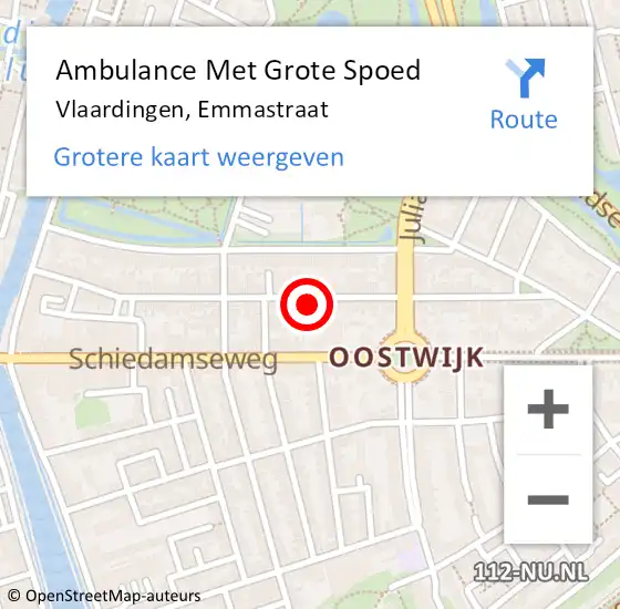 Locatie op kaart van de 112 melding: Ambulance Met Grote Spoed Naar Vlaardingen, Emmastraat op 31 januari 2024 12:29