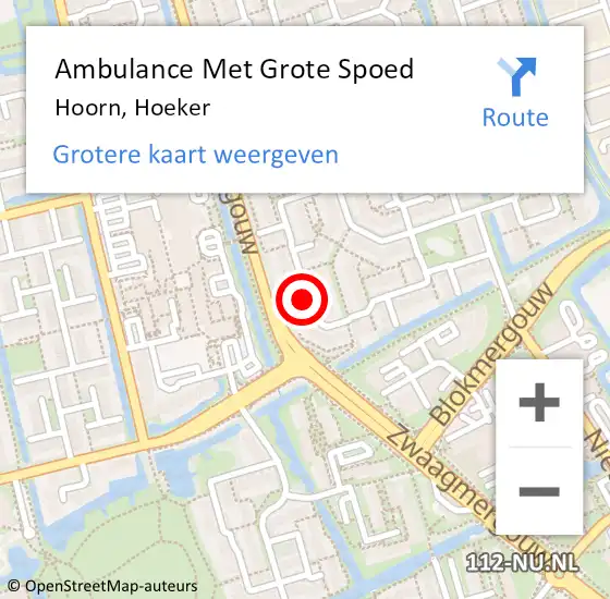 Locatie op kaart van de 112 melding: Ambulance Met Grote Spoed Naar Hoorn, Hoeker op 31 januari 2024 12:30