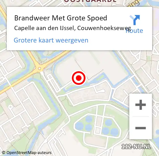 Locatie op kaart van de 112 melding: Brandweer Met Grote Spoed Naar Capelle aan den IJssel, Couwenhoekseweg op 31 januari 2024 12:37