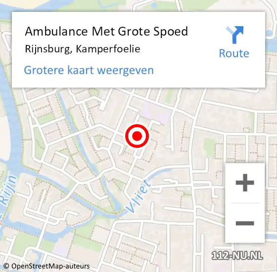 Locatie op kaart van de 112 melding: Ambulance Met Grote Spoed Naar Rijnsburg, Kamperfoelie op 31 januari 2024 12:48