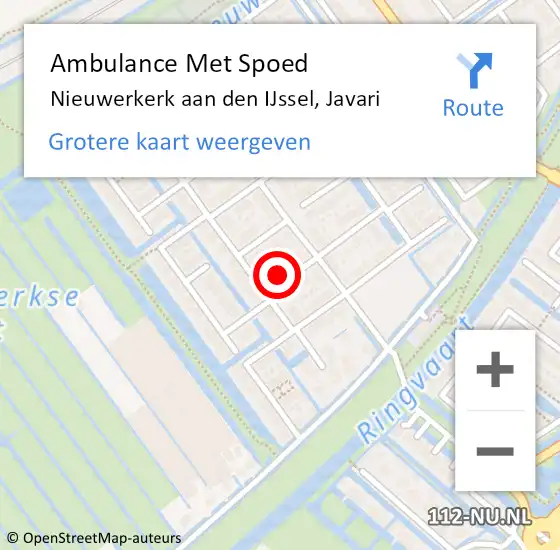 Locatie op kaart van de 112 melding: Ambulance Met Spoed Naar Nieuwerkerk aan den IJssel, Javari op 31 januari 2024 12:48