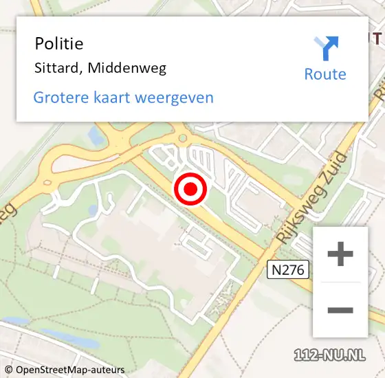 Locatie op kaart van de 112 melding: Politie Sittard, Middenweg op 31 januari 2024 12:48
