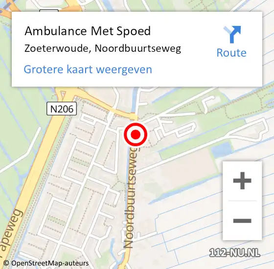 Locatie op kaart van de 112 melding: Ambulance Met Spoed Naar Zoeterwoude, Noordbuurtseweg op 31 januari 2024 12:54