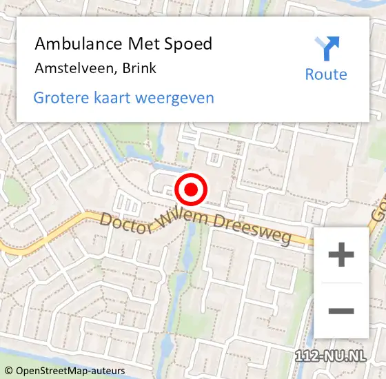 Locatie op kaart van de 112 melding: Ambulance Met Spoed Naar Amstelveen, Brink op 31 januari 2024 12:57