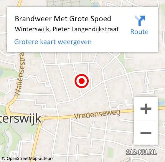 Locatie op kaart van de 112 melding: Brandweer Met Grote Spoed Naar Winterswijk, Pieter Langendijkstraat op 31 januari 2024 13:01