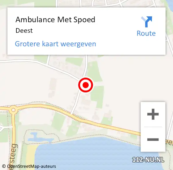 Locatie op kaart van de 112 melding: Ambulance Met Spoed Naar Deest op 31 januari 2024 13:38