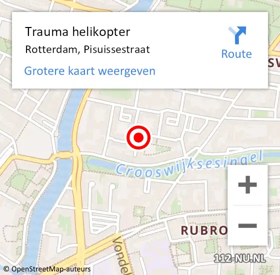 Locatie op kaart van de 112 melding: Trauma helikopter Rotterdam, Pisuissestraat op 31 januari 2024 13:42