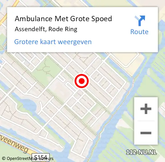 Locatie op kaart van de 112 melding: Ambulance Met Grote Spoed Naar Assendelft, Rode Ring op 31 januari 2024 13:47