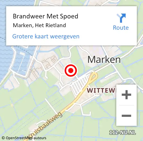 Locatie op kaart van de 112 melding: Brandweer Met Spoed Naar Marken, Het Rietland op 31 januari 2024 13:50