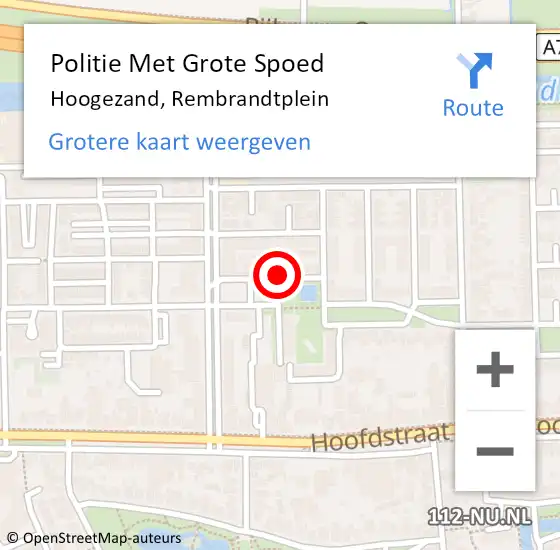 Locatie op kaart van de 112 melding: Politie Met Grote Spoed Naar Hoogezand, Rembrandtplein op 31 januari 2024 13:58