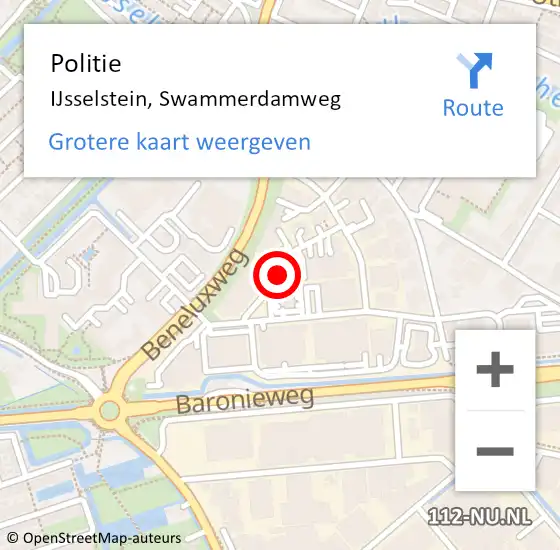 Locatie op kaart van de 112 melding: Politie IJsselstein, Swammerdamweg op 31 januari 2024 13:59