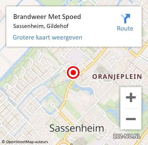 Locatie op kaart van de 112 melding: Brandweer Met Spoed Naar Sassenheim, Gildehof op 31 januari 2024 14:05