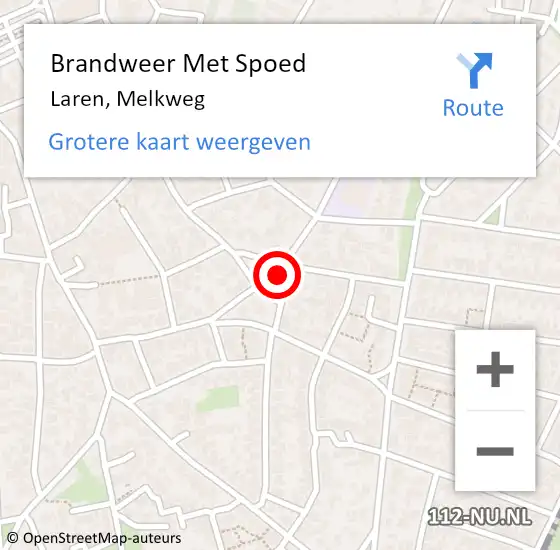 Locatie op kaart van de 112 melding: Brandweer Met Spoed Naar Laren, Melkweg op 31 januari 2024 14:10