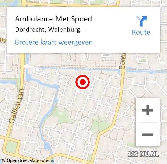 Locatie op kaart van de 112 melding: Ambulance Met Spoed Naar Dordrecht, Walenburg op 31 januari 2024 14:39