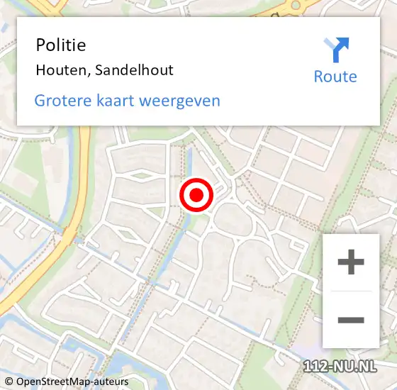 Locatie op kaart van de 112 melding: Politie Houten, Sandelhout op 31 januari 2024 14:42
