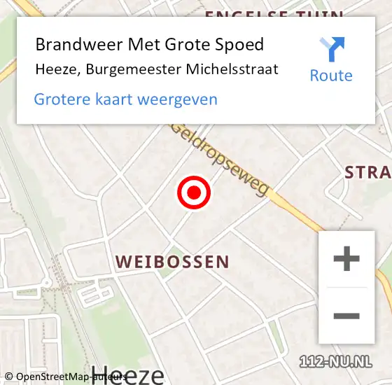 Locatie op kaart van de 112 melding: Brandweer Met Grote Spoed Naar Heeze, Burgemeester Michelsstraat op 31 januari 2024 15:15