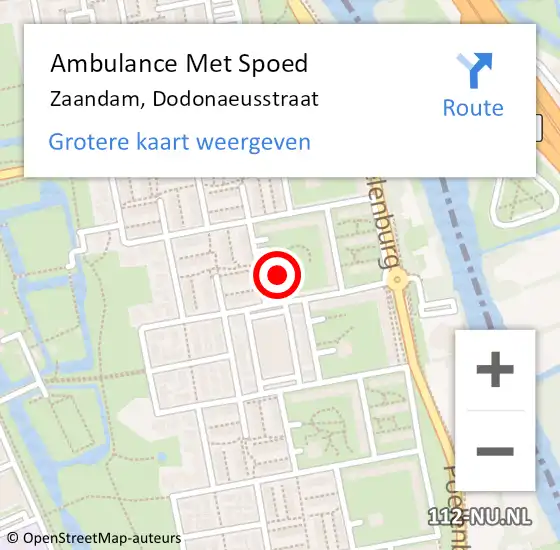 Locatie op kaart van de 112 melding: Ambulance Met Spoed Naar Zaandam, Dodonaeusstraat op 31 januari 2024 15:18