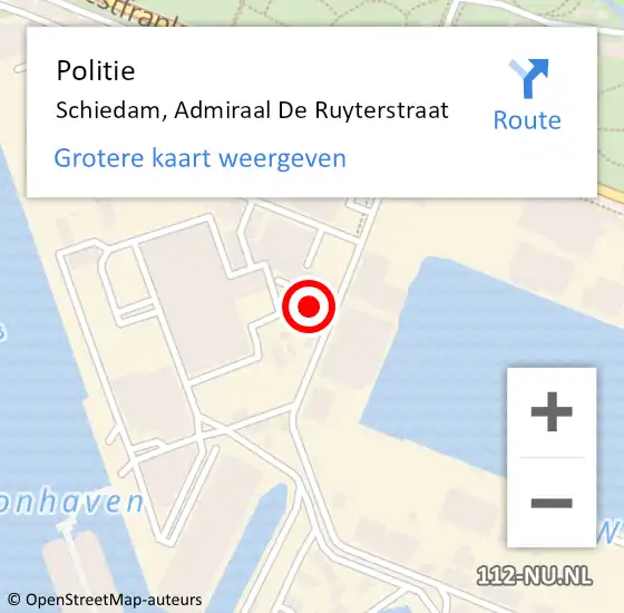 Locatie op kaart van de 112 melding: Politie Schiedam, Admiraal De Ruyterstraat op 31 januari 2024 15:41