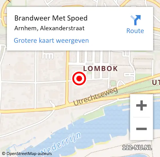 Locatie op kaart van de 112 melding: Brandweer Met Spoed Naar Arnhem, Alexanderstraat op 31 januari 2024 15:49
