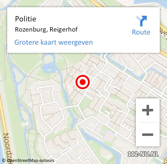 Locatie op kaart van de 112 melding: Politie Rozenburg, Reigerhof op 31 januari 2024 15:52