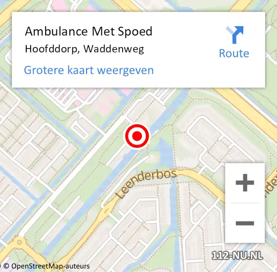 Locatie op kaart van de 112 melding: Ambulance Met Spoed Naar Hoofddorp, Waddenweg op 31 januari 2024 15:56