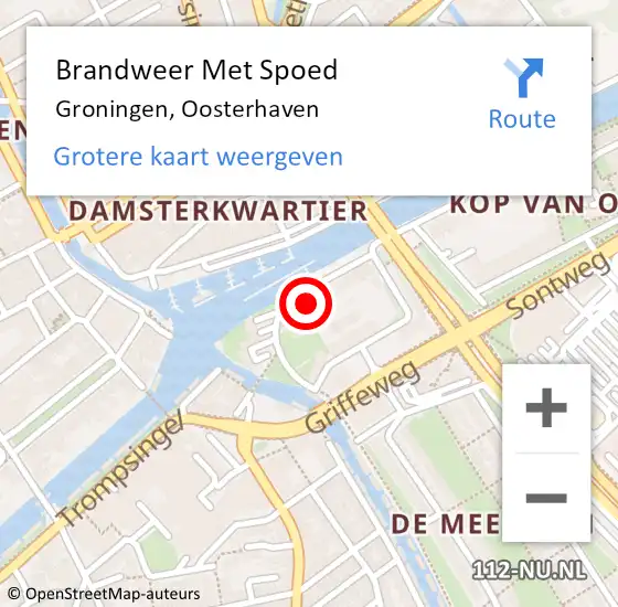 Locatie op kaart van de 112 melding: Brandweer Met Spoed Naar Groningen, Oosterhaven op 31 januari 2024 16:35