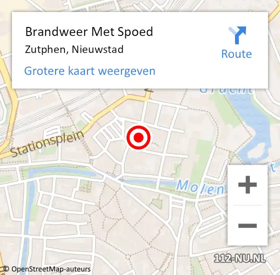 Locatie op kaart van de 112 melding: Brandweer Met Spoed Naar Zutphen, Nieuwstad op 31 januari 2024 16:46