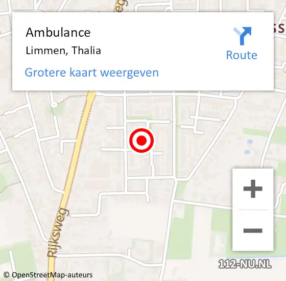 Locatie op kaart van de 112 melding: Ambulance Limmen, Thalia op 31 januari 2024 16:48